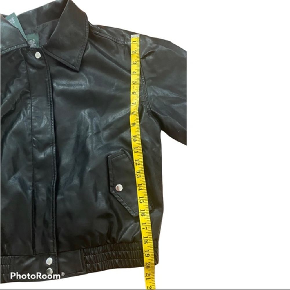 - Women's Faux Leather Bomber Jacket - Wild … - Picture 14 of 16